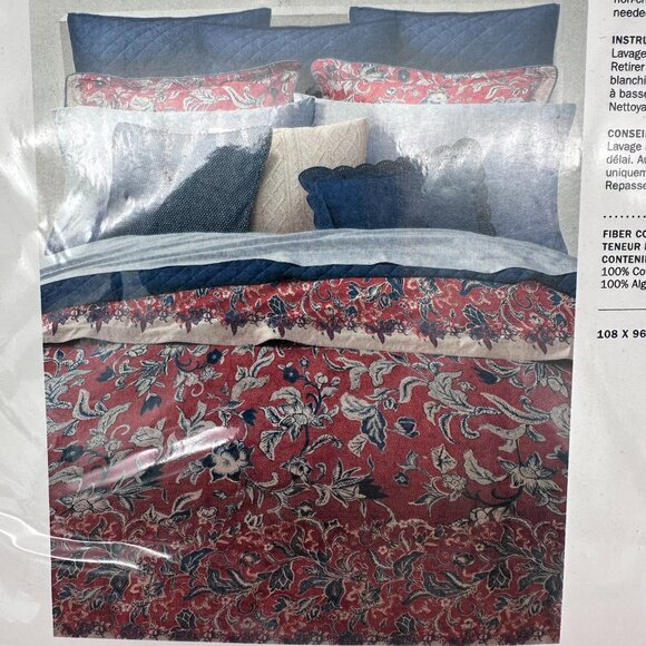 Ralph Lauren Mirabelle King Cotton Floral Duvet Cover, 108" x 96", Orange/Blue - Picture 8 of 12